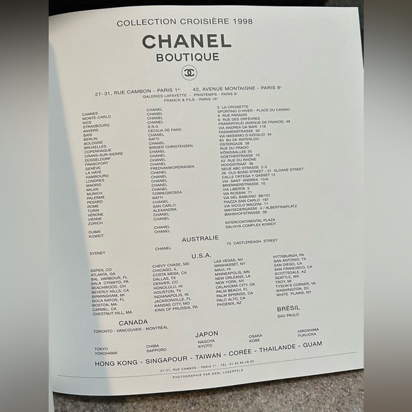 Chanel Catalogue Croisière Photos By Karl Lagerfeld 1998 Chanel Boutique Paris - Picture 10 of 12